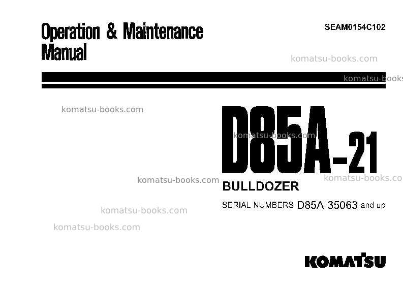 Komatsu d85a-21jpn-b Operation manual cover