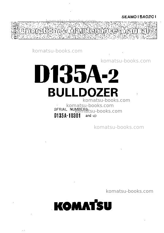Komatsu d135a-2jpn Operation manual cover Komatsu d135a-2jpn Operation manual cover