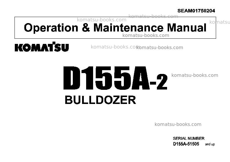 Komatsu d155a-2jpn Operation manual cover Komatsu d155a-2jpn Operation manual cover