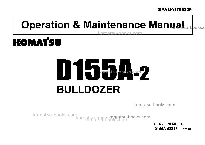 Komatsu d155a-2jpn Operation manual cover Komatsu d155a-2jpn Operation manual cover