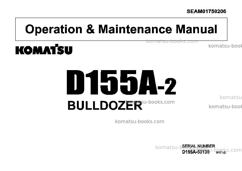 Komatsu d155a-2jpn Operation manual cover Komatsu d155a-2jpn Operation manual cover