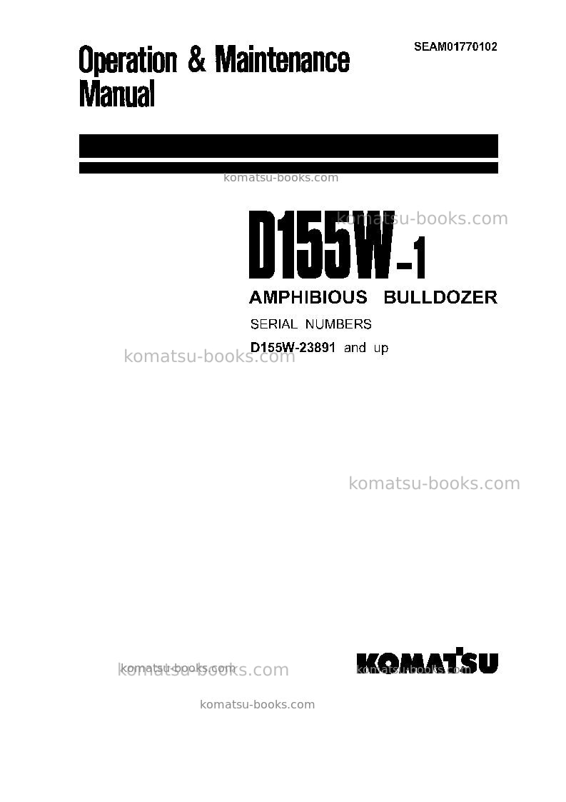Komatsu d155w-1jpn Operation manual cover Komatsu d155w-1jpn Operation manual cover