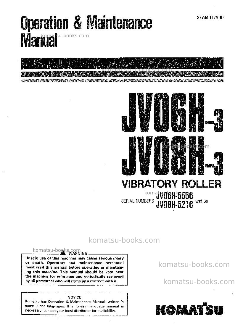 Komatsu jv08h-3jpn Operation manual cover