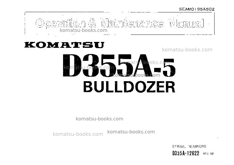 Komatsu d355a-5jpn Operation manual cover Komatsu d355a-5jpn Operation manual cover