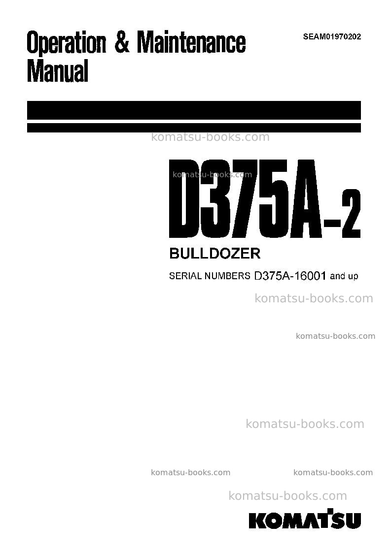 Komatsu d375a-2jpn Operation manual cover Komatsu d375a-2jpn Operation manual cover