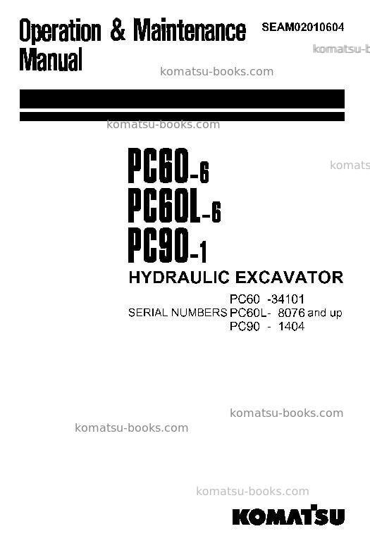 Komatsu pc60-6jpn Operation manual cover Komatsu pc60-6jpn Operation manual cover