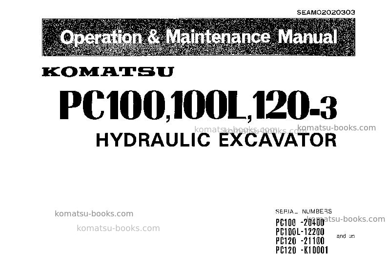 Komatsu pc120-3jpn Operation manual cover Komatsu pc120-3jpn Operation manual cover
