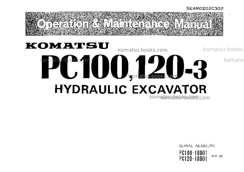 Komatsu pc100-3jpn-c spec Operation manual cover