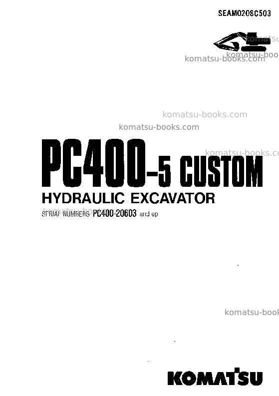Komatsu pc400lc-5jpn-custom Operation manual cover