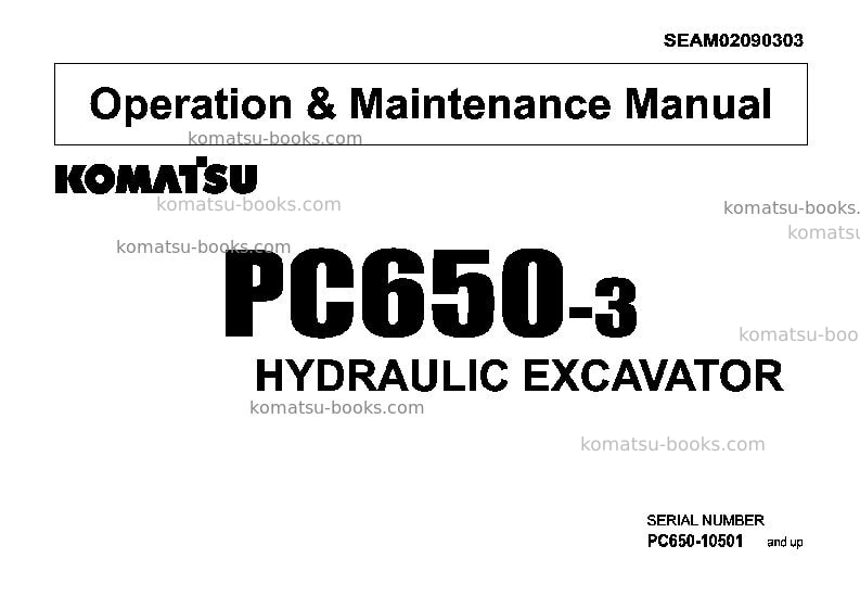 Komatsu pc650-3jpn Operation manual cover Komatsu pc650-3jpn Operation manual cover