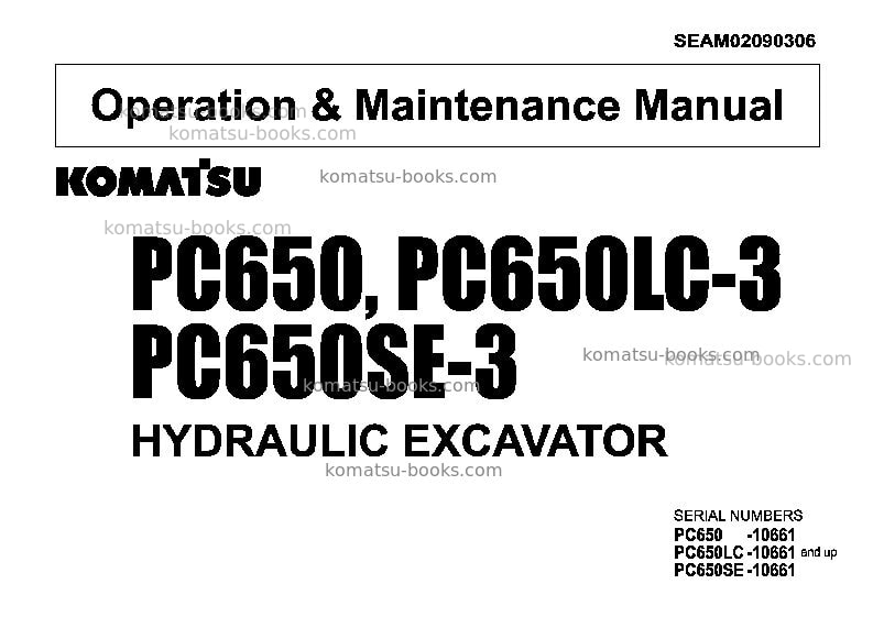 Komatsu pc650-3jpn Operation manual cover Komatsu pc650-3jpn Operation manual cover