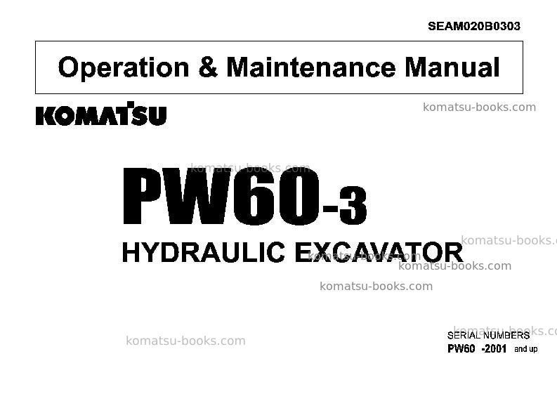 Komatsu pw60-3jpn Operation manual cover Komatsu pw60-3jpn Operation manual cover