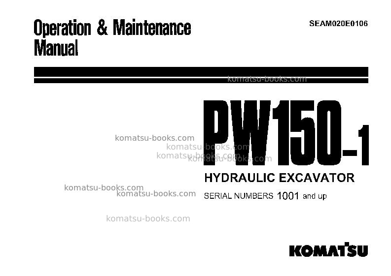 Komatsu pw150-1jpn Operation manual cover Komatsu pw150-1jpn Operation manual cover