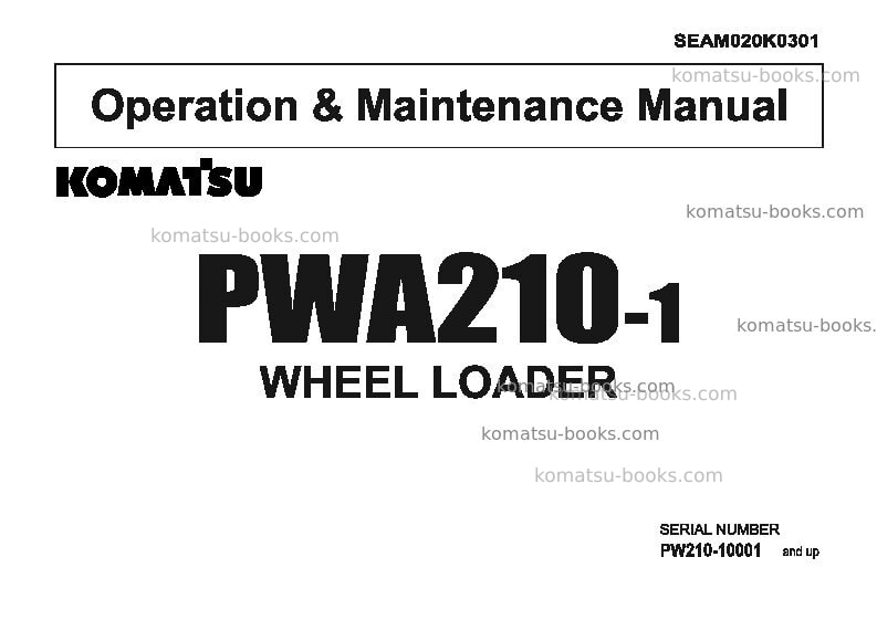 Komatsu pw210-1jpn Operation manual cover Komatsu pw210-1jpn Operation manual cover