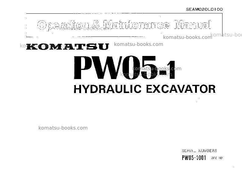 Komatsu pw05-1jpn Operation manual cover Komatsu pw05-1jpn Operation manual cover