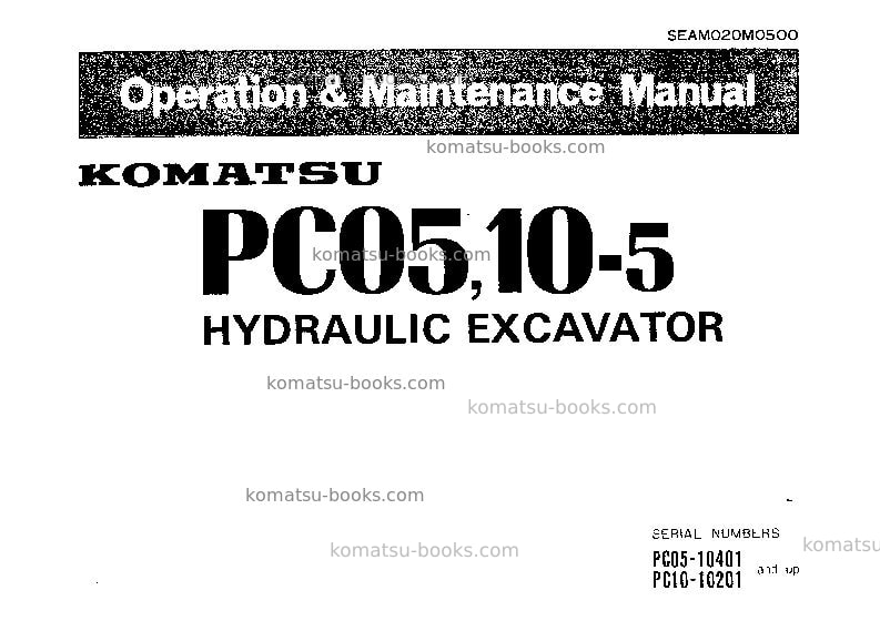 Komatsu pc05-5jpn Operation manual cover Komatsu pc05-5jpn Operation manual cover
