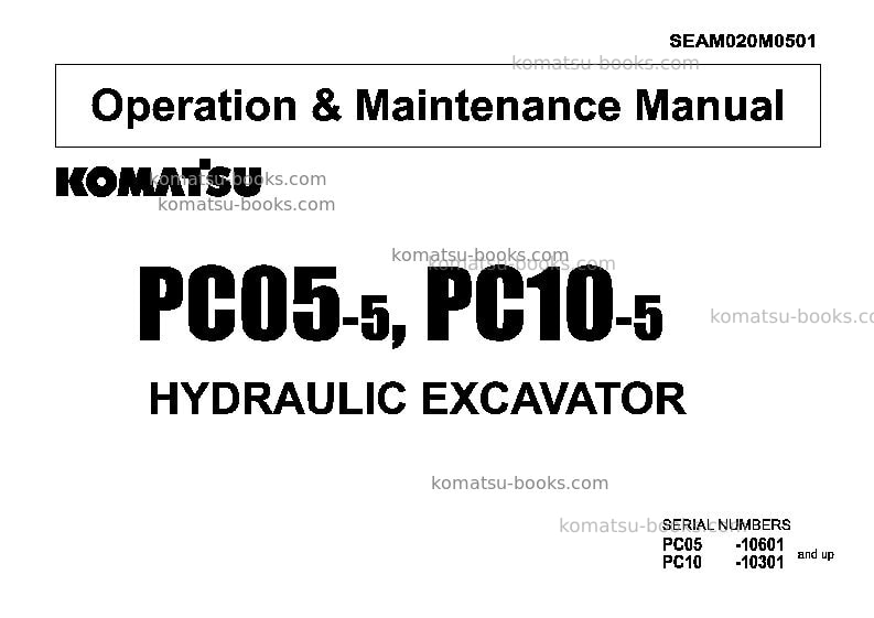 Komatsu pc05-5jpn Operation manual cover Komatsu pc05-5jpn Operation manual cover