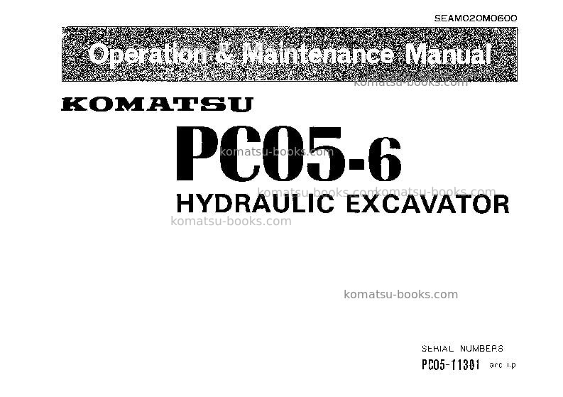Komatsu pc05-6jpn Operation manual cover Komatsu pc05-6jpn Operation manual cover