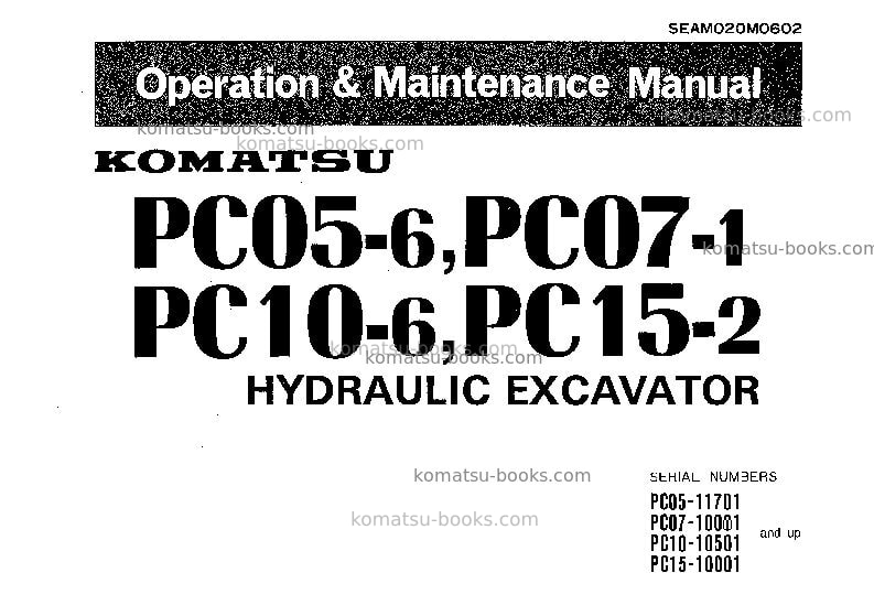 Komatsu pc05-6jpn Operation manual cover Komatsu pc05-6jpn Operation manual cover