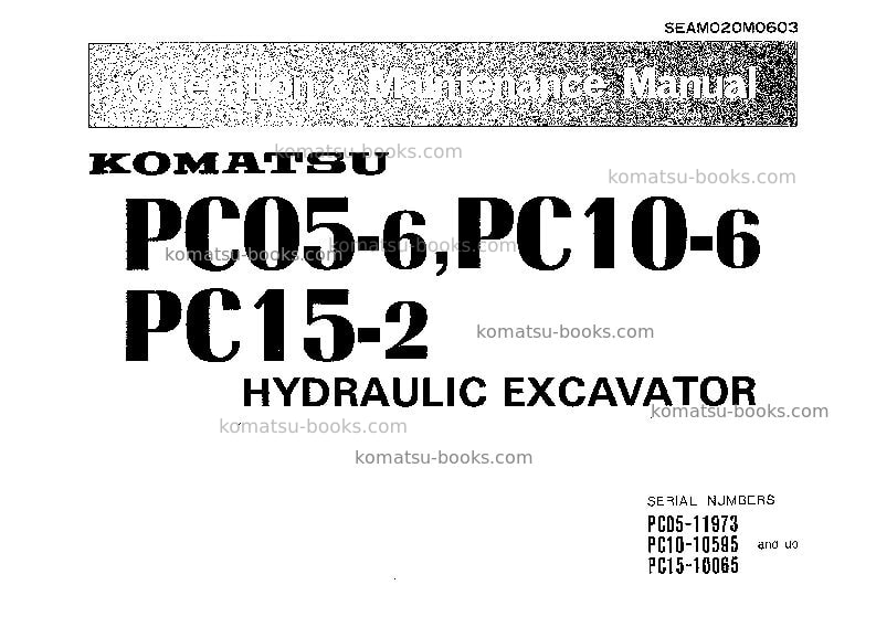 Komatsu pc05-6jpn Operation manual cover Komatsu pc05-6jpn Operation manual cover