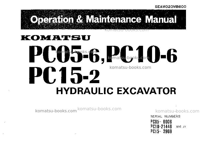 Komatsu pc10-6jpn Operation manual cover Komatsu pc10-6jpn Operation manual cover