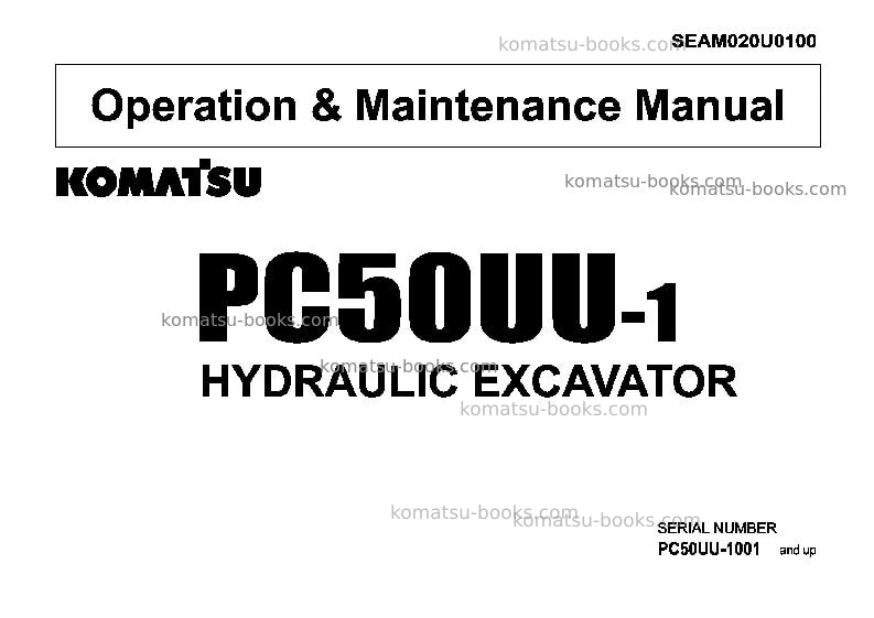 Komatsu pc50uu-1jpn Operation manual cover Komatsu pc50uu-1jpn Operation manual cover
