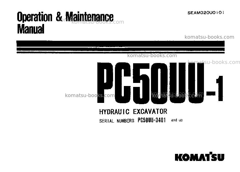 Komatsu pc50uu-1jpn Operation manual cover Komatsu pc50uu-1jpn Operation manual cover