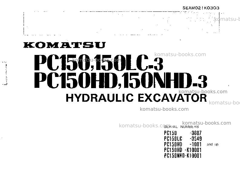 Komatsu pc150hd-3jpn Operation manual cover Komatsu pc150hd-3jpn Operation manual cover