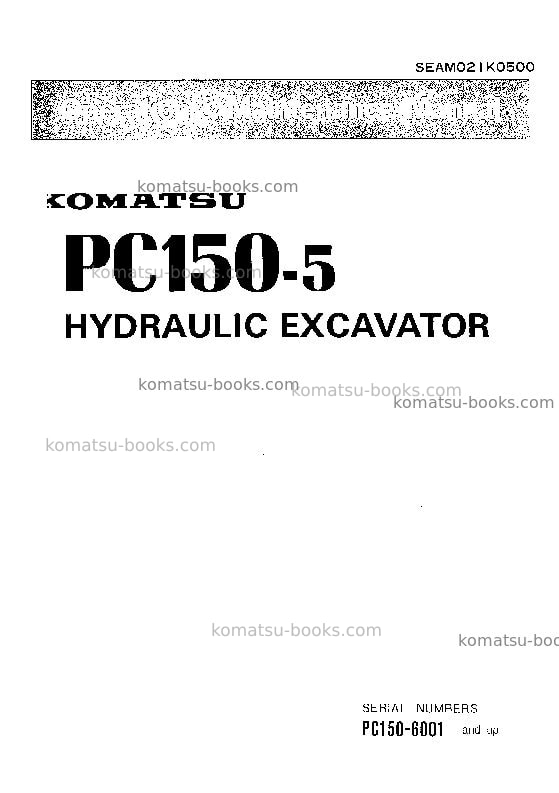 Komatsu pc150-5jpn Operation manual cover Komatsu pc150-5jpn Operation manual cover