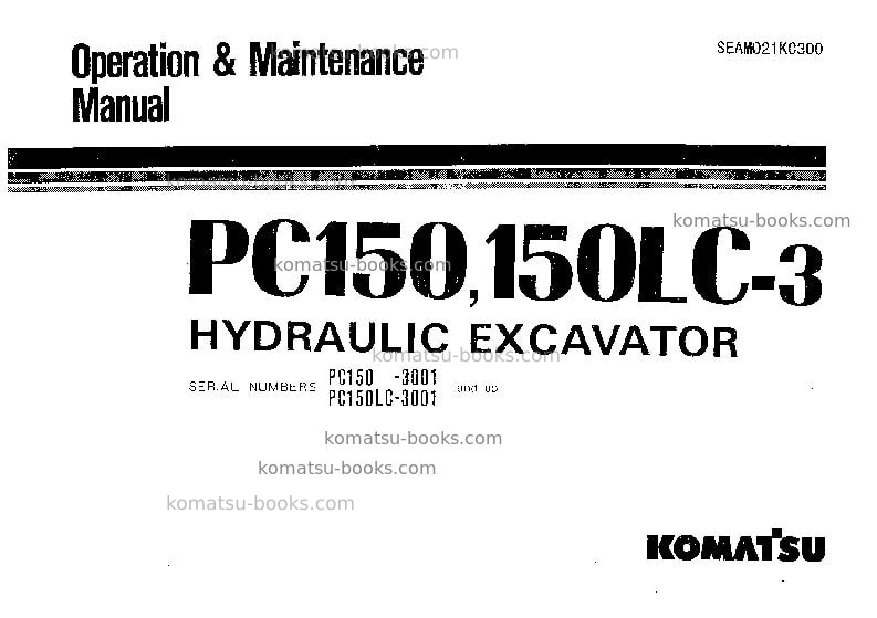 Komatsu pc150-3jpn-c spec Operation manual cover