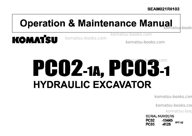 Komatsu pc03-1jpn Operation manual cover Komatsu pc03-1jpn Operation manual cover