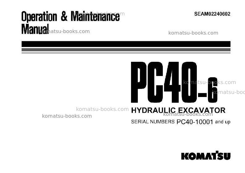 Komatsu pc40-6jpn Operation manual cover Komatsu pc40-6jpn Operation manual cover