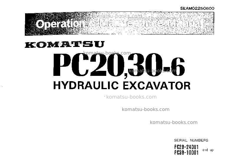 Komatsu pc30-6jpn Operation manual cover Komatsu pc30-6jpn Operation manual cover