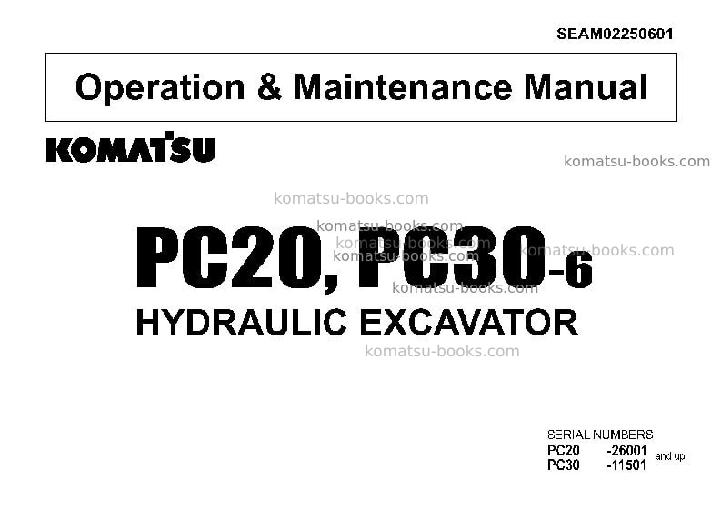 Komatsu pc30-6jpn Operation manual cover Komatsu pc30-6jpn Operation manual cover