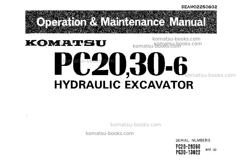 Komatsu pc30-6jpn Operation manual cover Komatsu pc30-6jpn Operation manual cover