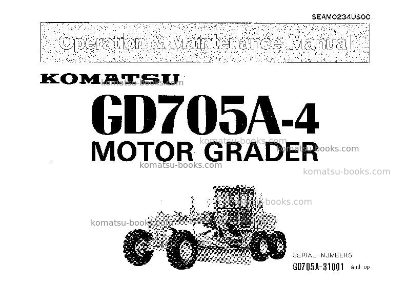 Komatsu gd705a-4jpn-for usa Operation manual cover