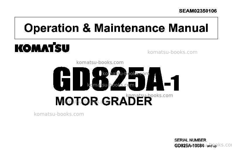 Komatsu gd825a-1jpn Operation manual cover Komatsu gd825a-1jpn Operation manual cover
