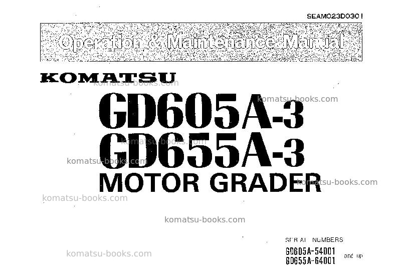 Komatsu gd655a-3jpn Operation manual cover Komatsu gd655a-3jpn Operation manual cover