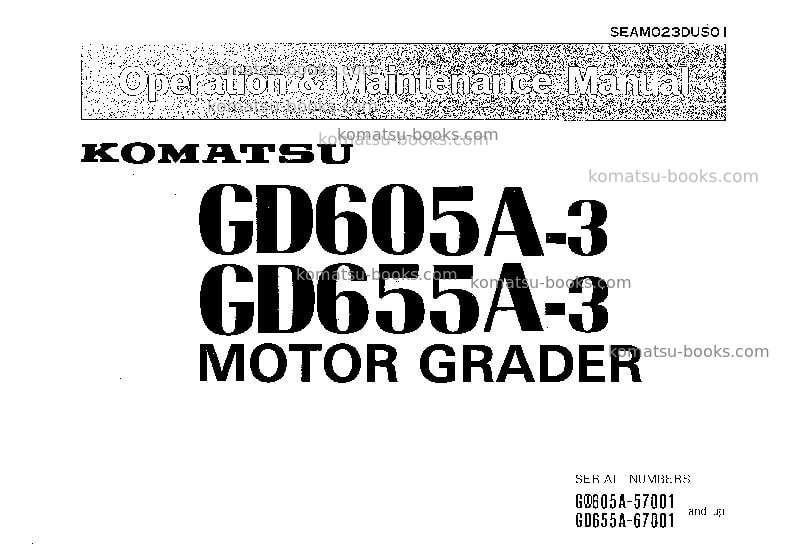 Komatsu gd655a-3jpn-for usa Operation manual cover Komatsu gd655a-3jpn-for usa Operation manual cover
