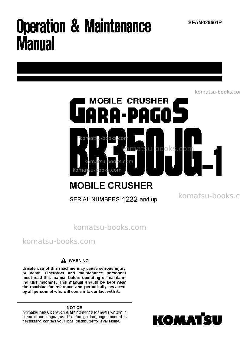 Komatsu br350jg-1jpn Operation manual cover