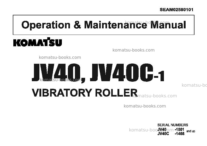 Komatsu jv40-1jpn Operation manual cover