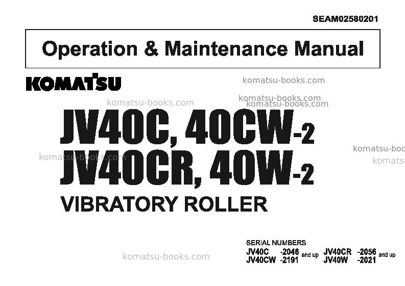 Komatsu jv40cr-2jpn Operation manual cover Komatsu jv40cr-2jpn Operation manual cover