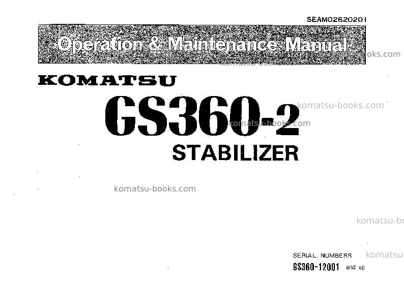 Komatsu gs360-2jpn Operation manual cover Komatsu gs360-2jpn Operation manual cover