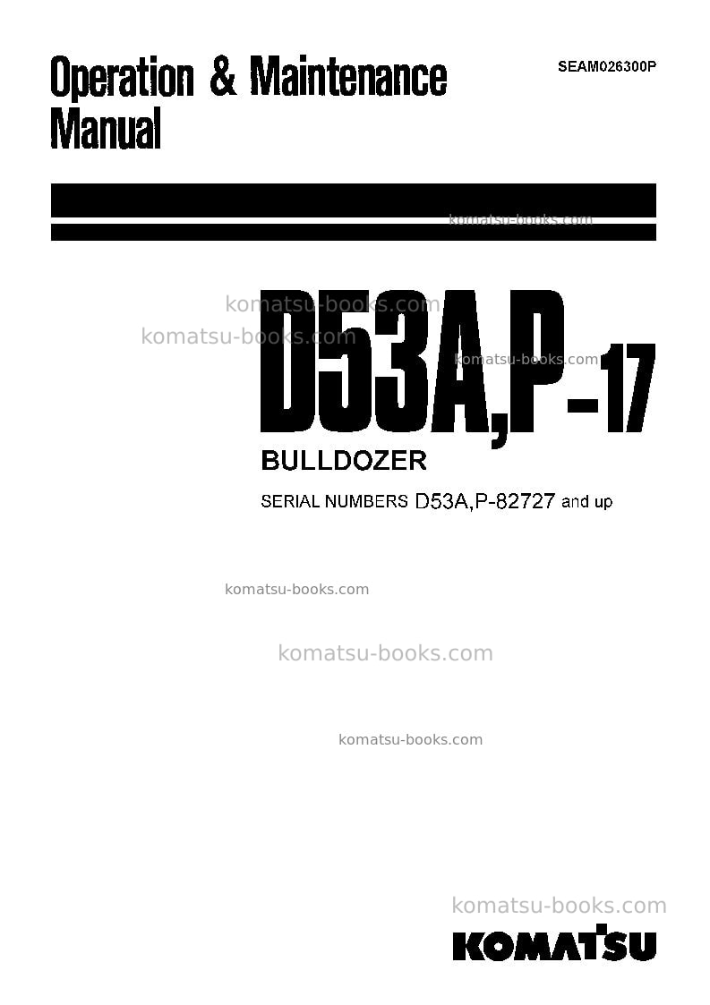 Komatsu d53a-17jpn Operation manual cover