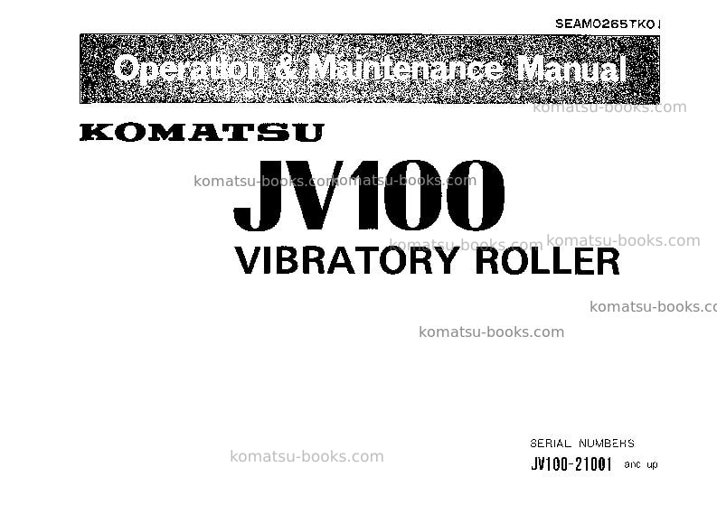 Komatsu jv100-1jpn Operation manual cover