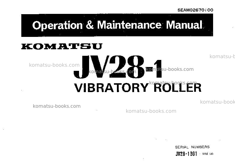 Komatsu jv28-1jpn Operation manual cover