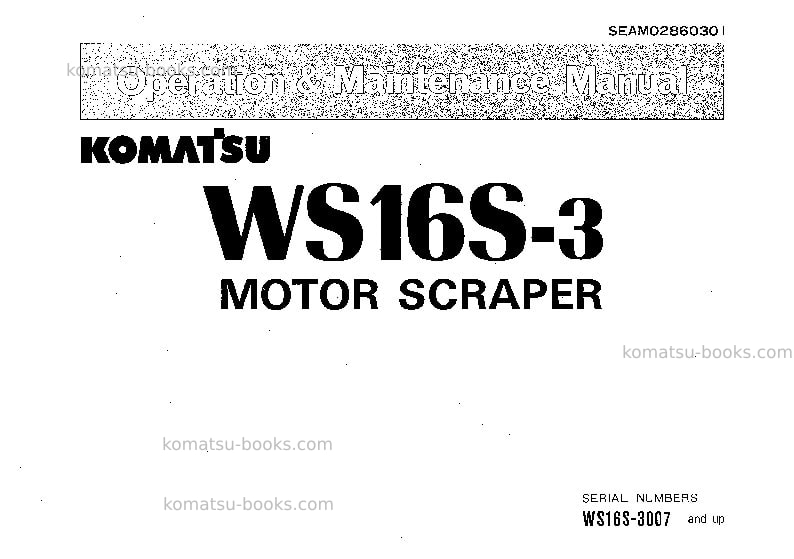 Komatsu ws16s-3jpn Operation manual cover Komatsu ws16s-3jpn Operation manual cover