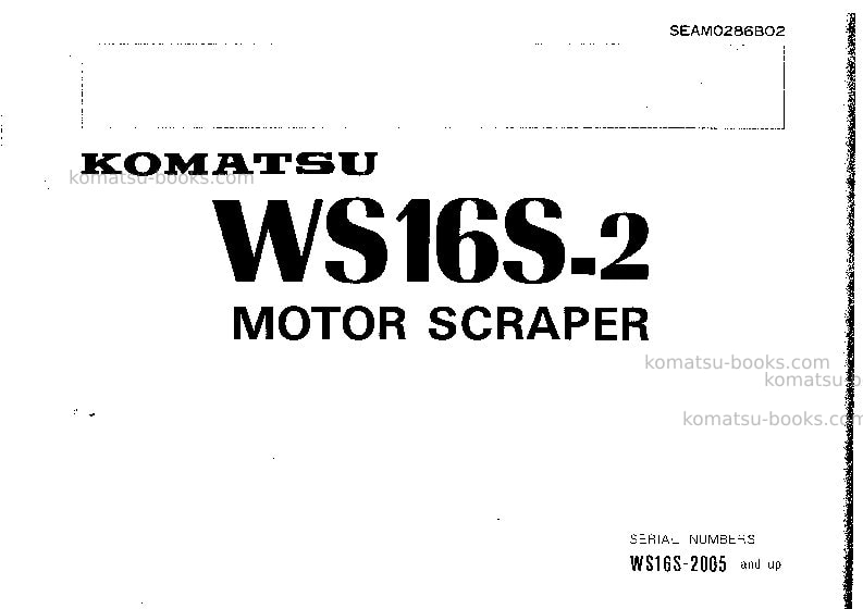 Komatsu ws16s-2jpn Operation manual cover Komatsu ws16s-2jpn Operation manual cover