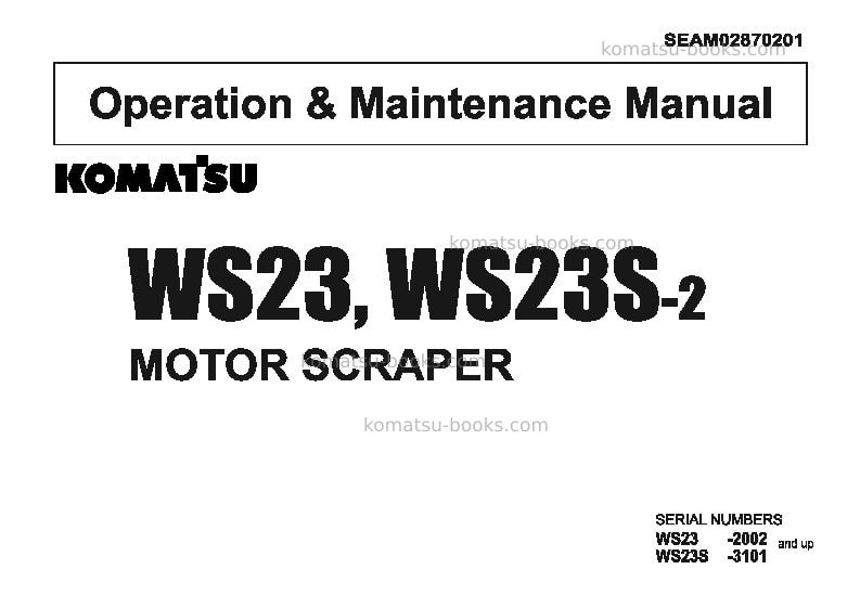 Komatsu ws23s-2jpn Operation manual cover Komatsu ws23s-2jpn Operation manual cover