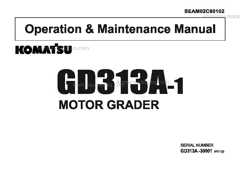 Komatsu gd313a-1jpn Operation manual cover Komatsu gd313a-1jpn Operation manual cover